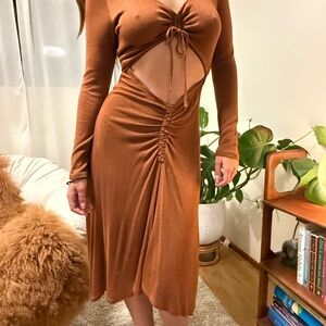 L*Space copper Midi Dress with High-Low Ruched Style